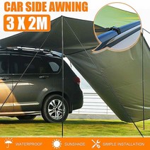 차량도킹텐트 캠핑용 차 트렁크 꼬리 텐트 car awning 태양 보호소 야외 캠핑 sun awning canopy sunshade hammock rain fly tarp 방수, 초록, 300x150cm