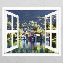 아트박스/꾸밈 ch110-그림 같은 마을_창문그림액자_뮤럴시트지, E타입-모던블랙