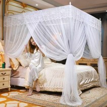공주방 여아 캐노피 사무실 나뭇잎 책상 범퍼침대 모든 유아용 침대에 적합한 대형 모기장 침실 커튼 킹 사이즈 침대 코트 레트로 스타일 클래식 유럽 스타일 모기장, 01 WHITE_02 150x200cm