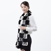 우리모피 북미산 블랙+화이트 밍크 머플러 목도리 모피 퍼 FUR