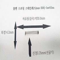 볼펜 스프링 길이 30mm 스테인레스 (sus304) 1set-50ea