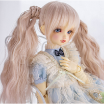 차하 구체관절인형 구관 양갈래 땋은 머리 블루 핑크 금발 컬러 가발, 22-23cm, 오렌지 핑크