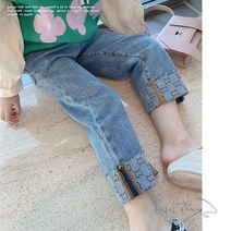 바로배송 유아 여아 딸룩코디 키즈청바지 데님 GG 롤업팬츠 아기명품 어린이집데일리룩