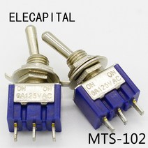 5 개/몫 미니 MTS-102 3 핀 G107 SPDT ON-ON 6A 125V 3A250VAC 토글 스위치