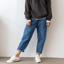 [코코세븐]포켓 밴딩 스판 배기 데님 줄청팬츠