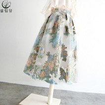 셀럽당 여성용 미디엄 자가드 스커트 주름스커트 A라인 스커트 Y00390
