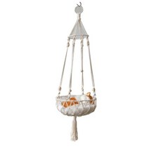 41XB 수제 짠 Macrame 교수형 과일 바구니 술 고양이 애완 동물 잠자는 해먹 스윙 그물 공장 홀더 옷걸이, 01 A