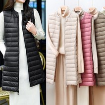 오리털 100 롱 조끼 초 경량 패딩 집업 여성 점퍼
