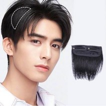 똑딱이 붙임머리 옆 앞 뒤 부분가발, LD-1074 남자부분가발(1P)_내츄럴블랙