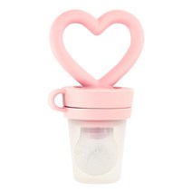 퍼기 유아용 하트 손잡이 실리콘 과일 과즙망, 핑크, 1개
