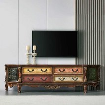 TV다이 복고풍 유럽스타일 고급 럭셔리 거실장 선반, 상세 페이지 참고, 브라운(1.8미터) 레트로 페인팅