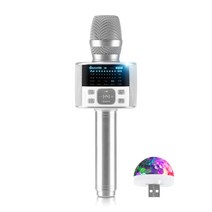 미라클엠 블루투스마이크 M100 DSP 파워출력 미러볼 포함, 화이트