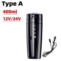 스테인리스 자동차 온열 스마트 머그잔 온도 조절 전기 물 컵 12V/24V 주전자 커피 차 우유 가열 420ML/450ml, Type A_CN