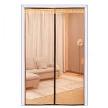 SKANDSALO 출입구 붙이는 모기장 방충망 방 문 창문 자석 자동 방충 커튼 문발 바란스 부착, 220x240+커피테두리+세로줄무늬커피샤