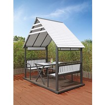 옥상 카페 야외 원두막 조립식 정자 티 테이블 세트, C_커튼