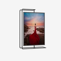 COZYARD 탁상 360도 회전 A4 고급 금속 액자 가격표 받침대, 블랙