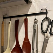 재미월드 초강력부착 주방 욕실 현관 다용도후크걸이 6구 스틸재질 [2입], 블랙 2p세트