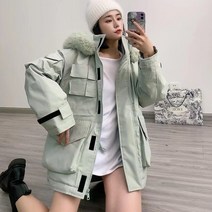 여성 퍼패딩 2668# 겨울 후드 빅 칼라 카고 뉴타임즈 Z