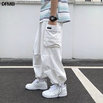 DFMEI 추동 카고 팬츠 남자 와이드 일자 조거 배기 팬츠