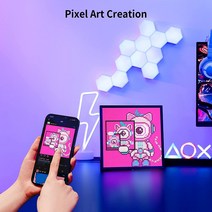 Divoom 64 디지털 포토 프레임 픽셀 아트 LED 그림 전자 디스플레이 보드 네온 조명 사인 홈 장식, 01 Black