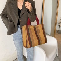 적 토트백 여성 트렌드 핸드백 캔버스 스트라이프 숄더 크로스백 1종