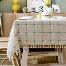 명품 식탁보 모던 미니멀 테이블보 자수 린넨 Yin Shang, 60 * 120cm, [예매 15 일 후 발송] 하세 타임 (그린) 식탁보