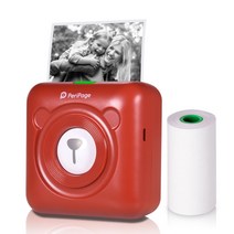 핸드폰사진인화기 사진출력기Peripage A6 304DPI 미니 포토 BT 프린터 포켓 마커 7 롤 용지 휴대 전화, 04 빨간