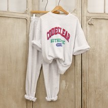 클리어 탄탄소재 반팔 오버핏 티셔츠 조거팬츠 트레이닝세트