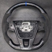 핸들 스티어링휠 커스텀 100% 리얼 카본 파이버 스티어링 휠 볼보 S60 L XC60 V40 V60 S80 2017 패들리스 미포함, [02] Alcantara