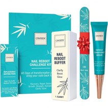 Onsen Secret 에센셜 네일 리부팅 키트 (세럼) 전문 파일 3방향 버퍼 블록 교체용 패드 및 손톱 강화 큐티클 크림 포함 건강한 손톱용 미국직송, Essential Nail Reboot Kit (Ser