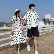 제주도 신혼 여행 여름룩 커플 시밀러룩 쉬폰 롱 원피스