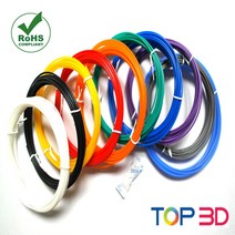 TOP3D 국산 고온용 PLA 필라멘트 300g 1.75mm 3D펜 프린터 20색, PLA 5m (10색 세트)