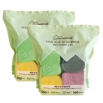 리빙몬스터 원데이 수세미 (일회용 수세미) 100매/200매, 2팩(200매)