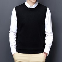 야구선수목걸이 야구목걸이 남성 스웨터 조끼 라운드넥 비즈니스 캐주얼 핏 버전 블랙 라이트 그레이 민, 01 Black