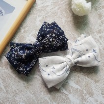 스케치플라워 화이트 꽃 자수 리본핀 머리핀 데일리 헤어핀 예쁜 리본핀 포인트 자동핀