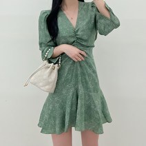 투디 플라워 패턴 프린트 프릴 쉬폰 미니 원피스 2color