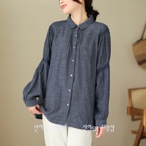 신이SH 더블샵 편집몰 큰언니 빅사이즈 예쁜 카라넥 레이스어께 봄셔츠 핀탁 긴소매셔츠