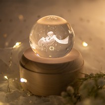 [KC인증]크리스마스 트리 투명 LED 오르골 워터볼 무드등 선물 소품 장식 인테리어, 골드