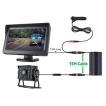 MJDOUD 자동차 후방 카메라 모니터 포함 4.3 인치 스크린 9-36V LED HD 트럭 트레일러 주차 쉬운, 03 433H-CL-MBUS-15M