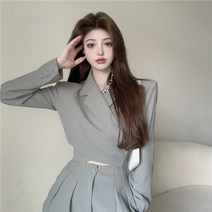 블라우스 V넥 플리츠 자켓 플라워 셔츠 치마 스커트 핏 쇼트 오픈 정장 코트 여 캐주얼 하이웨이스