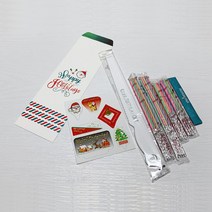 크리스마스 케익축하셋트(해피홀리데이) / 칼봉투+생일초+케익칼+성냥+종이픽