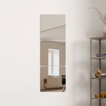 벽에 붙이는 안전 아크릴 거울 3p세트 20x20cm 무타공 접착식 벽 화장실 인테리어 드레스룸 거실