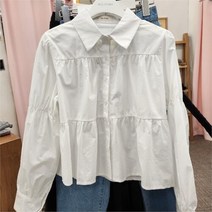 mill studio 홈플러스몰01 면블라우스 셔츠 셔링 숏 벌룬소매 캉캉 Lo3bls109who