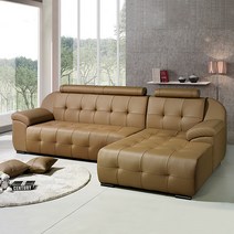 [보루네오] 엘리브 오딜레 이탈리아산 라텍스 천연가죽 4인용 카우치소파 sk057, 카푸치노(카우치 좌측)