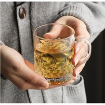 커피 음료 홈카페용 손잡이 투명 유리컵 허브티 물잔, 치스티 3007 핸들머그 210ml