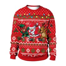 남자 여자 재미 있는 산타 어글리 크리스마스 스웨터 3D 인쇄 가을 겨울 Crewneck 풀오버 이브 점퍼 탑