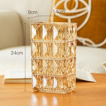 꽃병 장식품 거실 꽃 배열 유리 투명 빙하 빛 럭셔리 하이 엔드 하이 엔드 센스 수조 Ins 대형 직경 인터넷 유명인, 24 앰버 루소