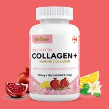 [캐나다 건강기능식품 Bione 콜라겐 플러스 180캡슐] 피부의 보습에 도움 자외선에 의한 피부 손상으로부터 피부의 건강을 유지, 1통, 200g