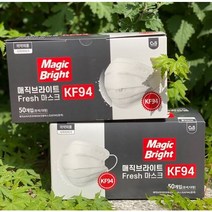 [최근생산 100매]여름용 덴탈형 KF94 특대형 사이즈(195mm) 매직브라이트 프레쉬 / 화이트 성인용 3중구조 귀안아픈 숨쉬기편한 마스크 100매