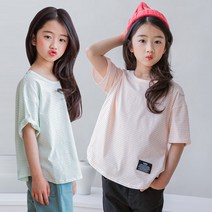 미니로이 토즈 여아 남아 아동 주니어 반팔 스트라이프 티셔츠 (남여아 공용)